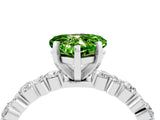 White gold Heart Cut Peridot Side Stone Solitaire Ring with Round  and Four-Prong Setting_52