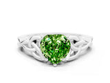 White gold Heart Cut Peridot Solitaire Celtic Knot Ring with Four-Prong Setting_12