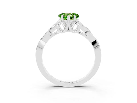 White gold Heart Cut Peridot Solitaire Celtic Knot Ring with Four-Prong Setting_15