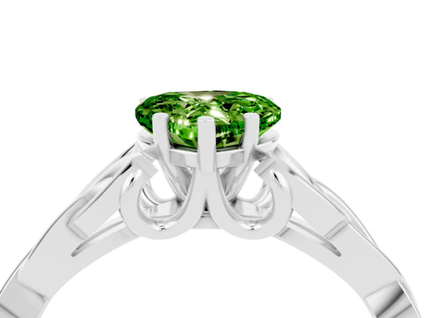 White gold Heart Cut Peridot Solitaire Celtic Knot Ring with Four-Prong Setting_16