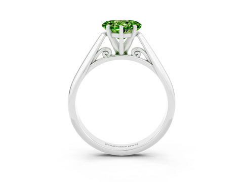 White gold Heart Cut Peridot Solitaire Engagement Ring with Cathedral Setting and Four-Prong Mount_15