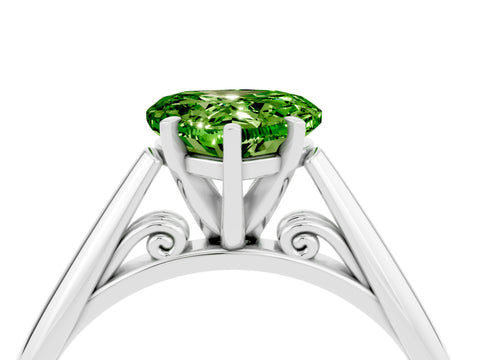 White gold Heart Cut Peridot Solitaire Engagement Ring with Cathedral Setting and Four-Prong Mount_16
