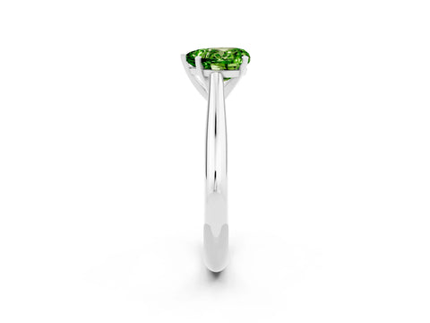 White gold Heart Cut Peridot Solitaire Engagement Ring with Cathedral Setting and Four-Prong Mount_26