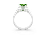 White gold Heart Cut Peridot Solitaire Engagement Ring with Cathedral Setting and Four-Prong Mount_9