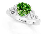 White gold Heart Cut Peridot Solitaire Engagement Ring with Celtic Knot Band and Four-Prong Setting_1