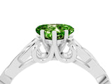 White gold Heart Cut Peridot Solitaire Engagement Ring with Celtic Knot Band and Four-Prong Setting_4