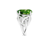 White gold Heart Cut Peridot Solitaire Engagement Ring with Celtic Knot Band and Four-Prong Setting_5