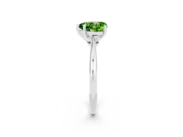 White gold Heart Cut Peridot Solitaire Engagement Ring with Classic Band and Four-Prong Setting