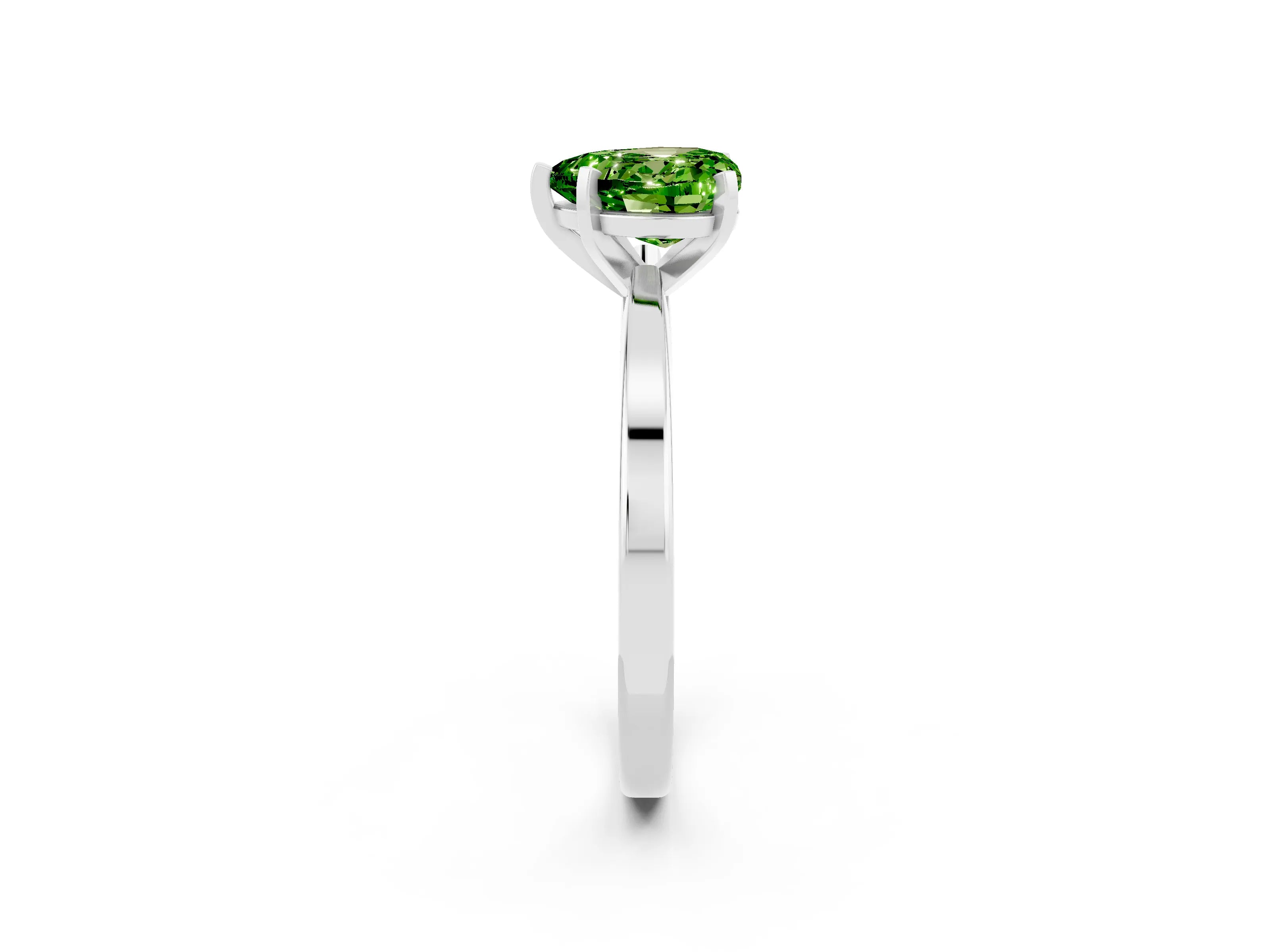 White gold Heart Cut Peridot Solitaire Engagement Ring with Classic Band and Four-Prong Setting_26
