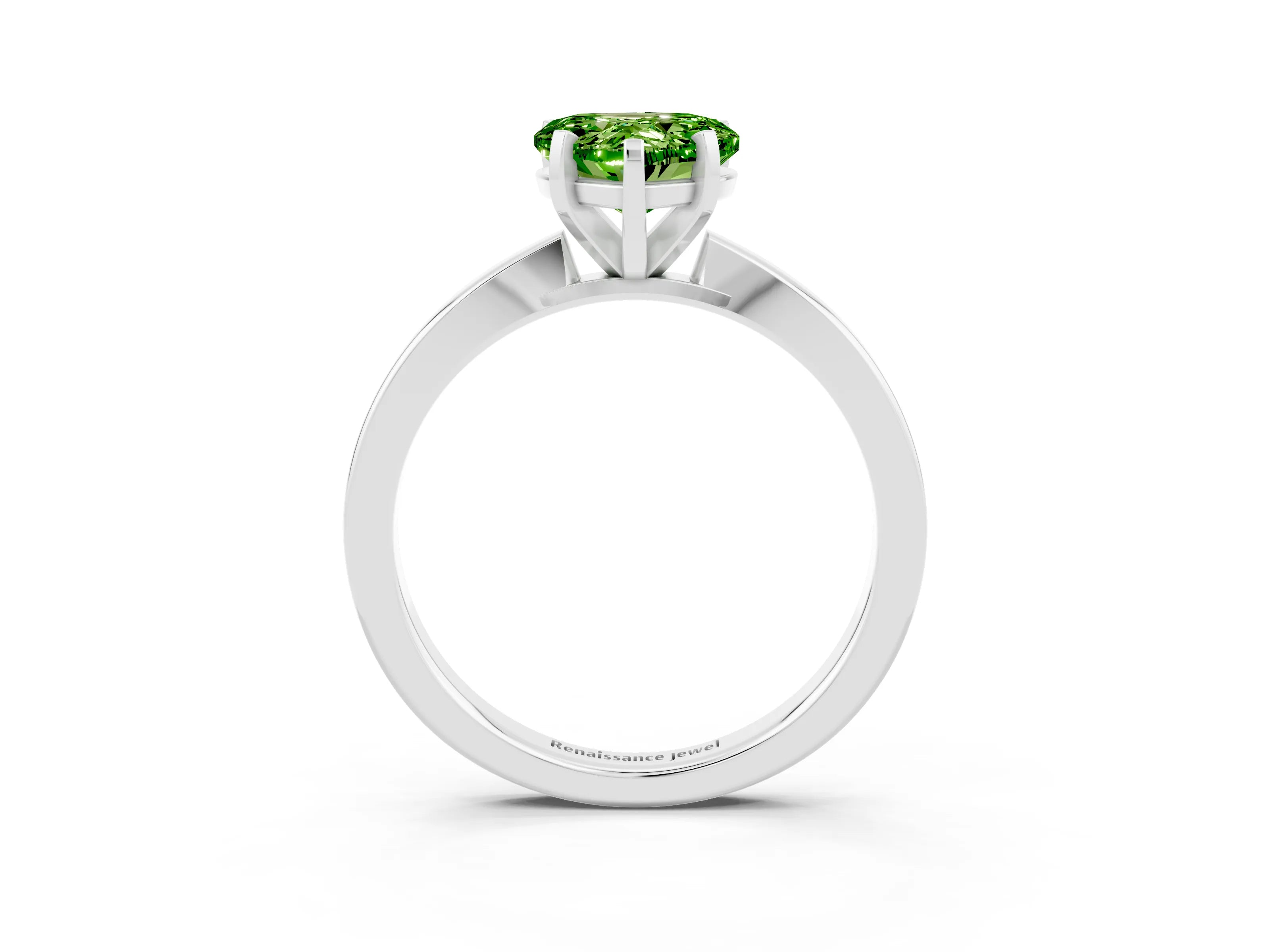 White gold Heart Cut Peridot Solitaire Engagement Ring with Classic Band and Four-Prong Setting_27