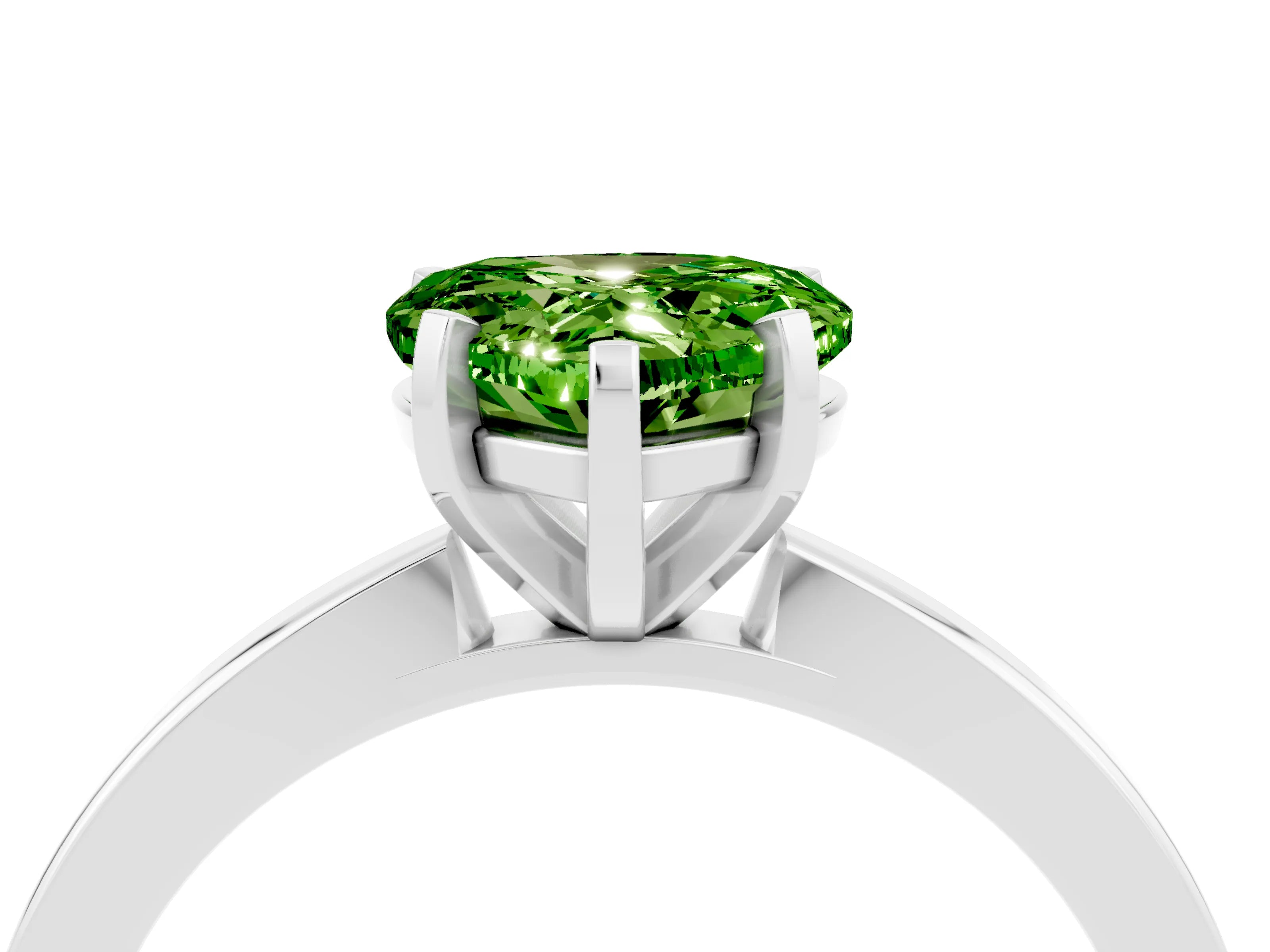 White gold Heart Cut Peridot Solitaire Engagement Ring with Classic Band and Four-Prong Setting_28