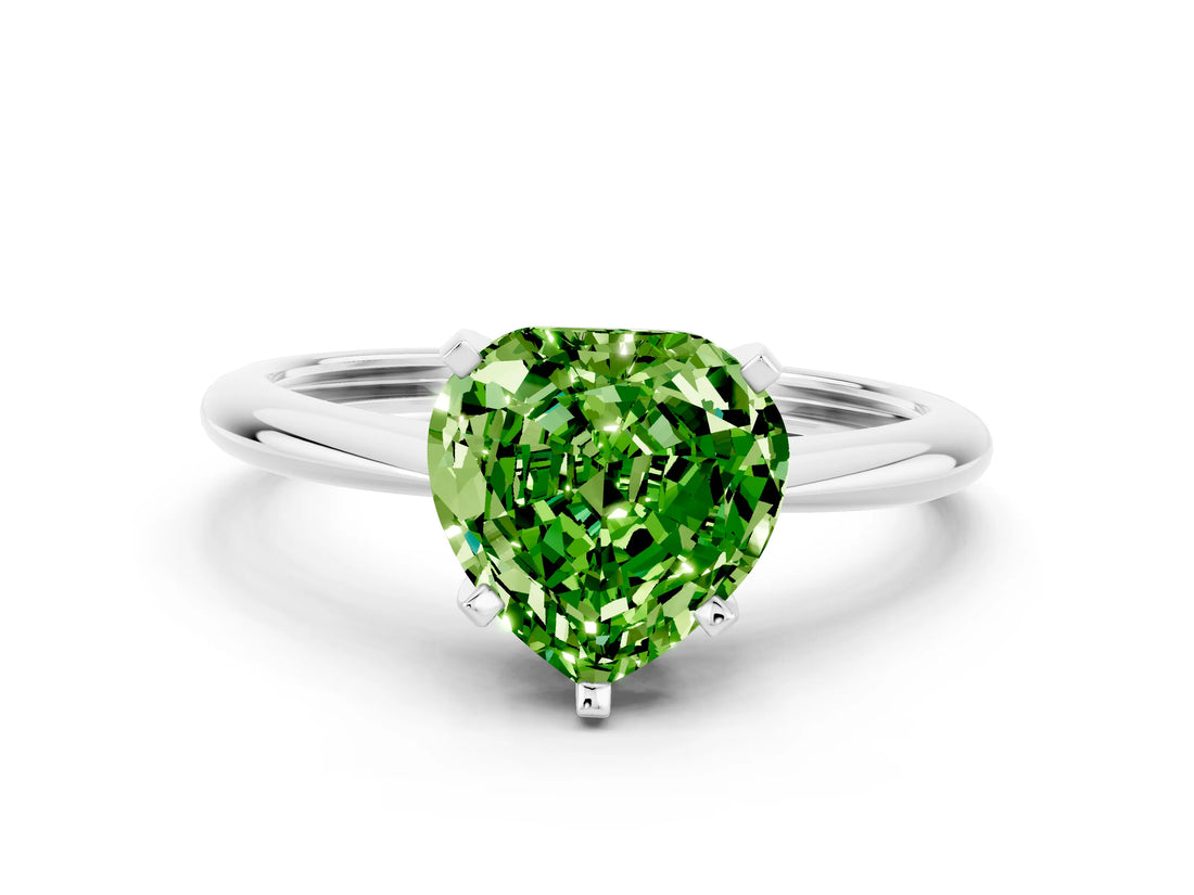 White gold Heart Cut Peridot Solitaire Engagement Ring with Classic Band and Four-Prong Setting_36
