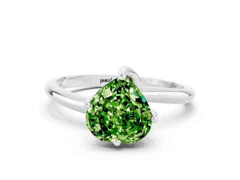 White gold Heart Cut Peridot Solitaire Engagement Ring with Four-Prong Setting and Classic Band_12