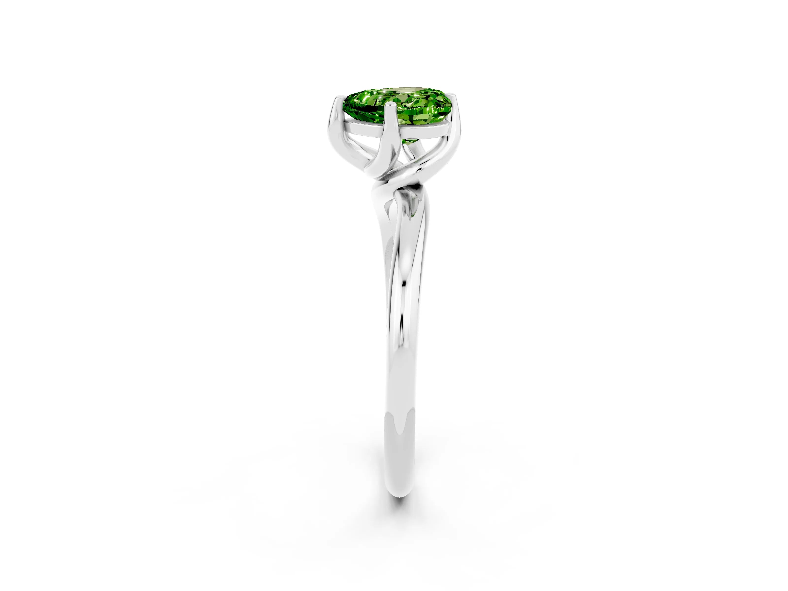 White gold Heart Cut Peridot Solitaire Engagement Ring with Four-Prong Setting and Classic Band_14