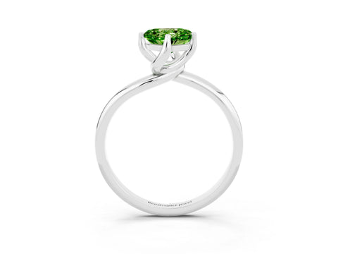 White gold Heart Cut Peridot Solitaire Engagement Ring with Four-Prong Setting and Classic Band_15