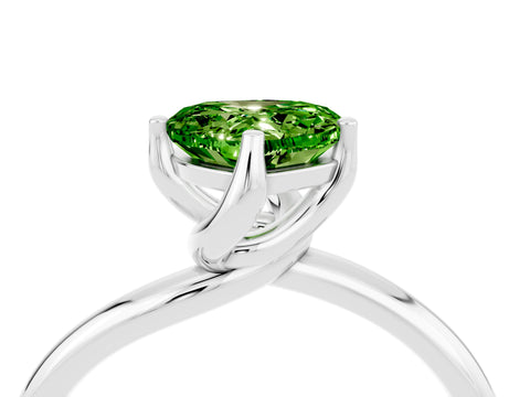 White gold Heart Cut Peridot Solitaire Engagement Ring with Four-Prong Setting and Classic Band_16