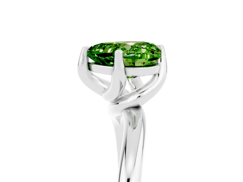 White gold Heart Cut Peridot Solitaire Engagement Ring with Four-Prong Setting and Classic Band_17