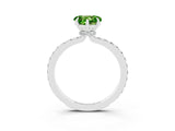 White gold Heart Cut Peridot Solitaire Engagement Ring with Pavé Band and Four-Prong Setting_3