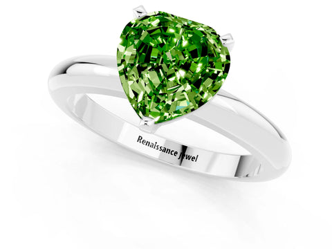 White gold Heart Cut Peridot Solitaire Engagement Ring with Round Band and Four-Prong Setting_1