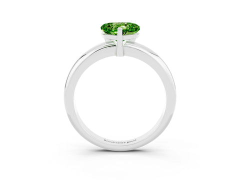 White gold Heart Cut Peridot Solitaire Engagement Ring with Round Band and Four-Prong Setting_3