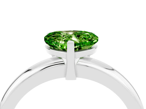 White gold Heart Cut Peridot Solitaire Engagement Ring with Round Band and Four-Prong Setting_4