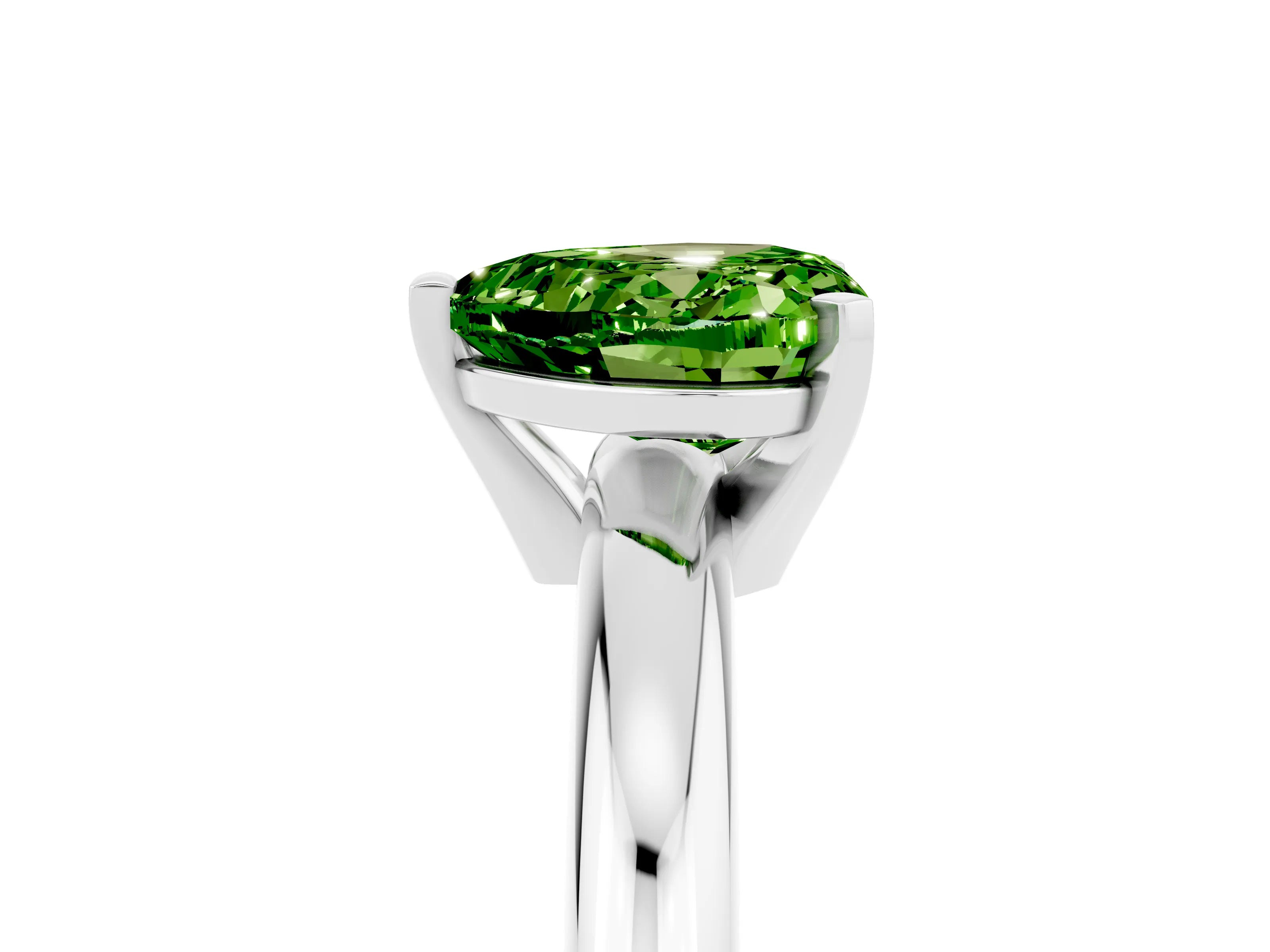 White gold Heart Cut Peridot Solitaire Engagement Ring with Round Band and Four-Prong Setting_5