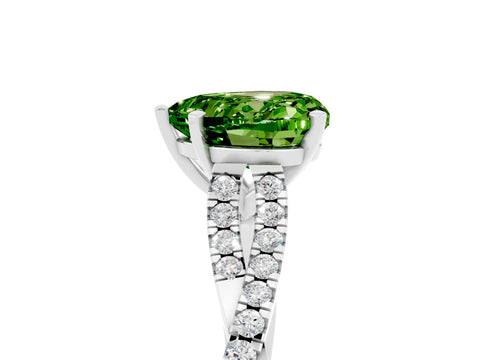 White gold Heart Cut Peridot Solitaire Engagement Ring with Twisted Pavé Band and Four-Prong Setting_17