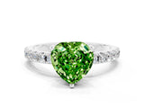 White gold Heart Cut Peridot Solitaire Pavé Band with Four-Prong Setting