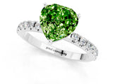 White gold Heart Cut Peridot Solitaire Pavé Band with Four-Prong Setting_1