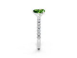 White gold Heart Cut Peridot Solitaire Pavé Band with Four-Prong Setting_2