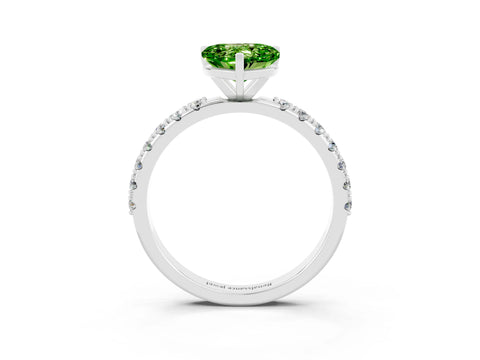 White gold Heart Cut Peridot Solitaire Pavé Band with Four-Prong Setting_3
