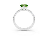 White gold Heart Cut Peridot Solitaire Pavé Engagement Ring with Round Band and Prong Setting_16