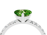 White gold Heart Cut Peridot Solitaire Pavé Engagement Ring with Round Band and Prong Setting_17