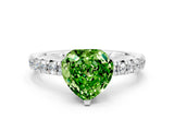 White gold Heart Cut Peridot Solitaire Pavé Engagement Ring with Round Band and Prong Setting_79