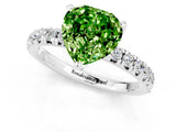 White gold Heart Cut Peridot Solitaire Pavé Engagement Ring with Round Band and Prong Setting_79