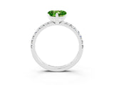 White gold Heart Cut Peridot Solitaire Pavé Engagement Ring with Round Band and Prong Setting_82