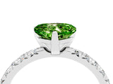 White gold Heart Cut Peridot Solitaire Pavé Engagement Ring with Round Band and Prong Setting_82