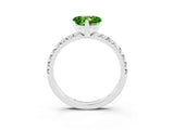 White gold Heart Cut Peridot Solitaire Pavé Engagement Ring with Round Band and Prong Setting_93