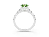 White gold Heart Cut Peridot Solitaire Ring with Cathedral Setting and Pavé Band_3