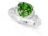 White gold Heart Cut Peridot Solitaire Ring with Filigree Band and Four-Prong Setting_25