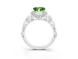 White gold Heart Cut Peridot Solitaire Ring with Filigree Band and Four-Prong Setting_27