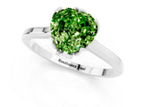 White gold Heart Cut Peridot Solitaire Ring with Flower Prong Setting and Classic Band_27
