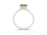 White gold Heart Cut Peridot Solitaire Ring with Flower Prong Setting and Classic Band_29