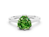 White gold Heart Cut Peridot Solitaire Ring with Flower Prong Setting and Classic Band_50