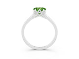 White gold Heart Cut Peridot Solitaire Ring with Flower Prong Setting and Classic Band_53