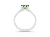 White gold Heart Cut Peridot Solitaire Ring with Flower Prong Setting and Classic Band_65