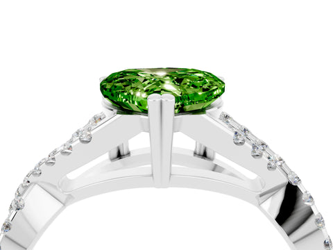 White gold Heart Cut Peridot Solitaire Ring with Four-Prong Setting and Twisted Pavé Band_4