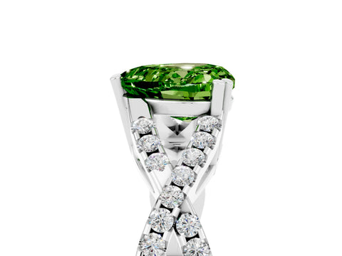 White gold Heart Cut Peridot Solitaire Ring with Four-Prong Setting and Twisted Pavé Band_5