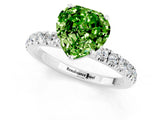 White gold Heart Cut Peridot Solitaire Ring with Pavé Accents and Four-Prong Setting_1
