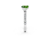 White gold Heart Cut Peridot Solitaire Ring with Pavé Accents and Four-Prong Setting_2